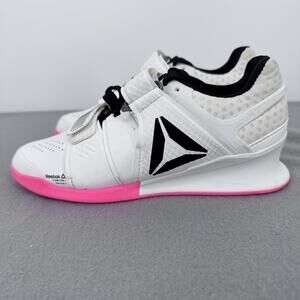 Reebok Legacy Lifter Shoes Womens Size 5 White Pink Weightlifting Power Gym